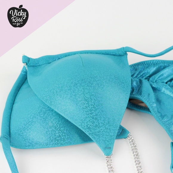 Turquoise Blue Plain Competition Bikini Suit